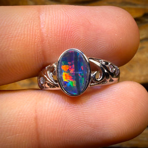 Sterling Silver - Queensland Boulder Opal Doublet Ring