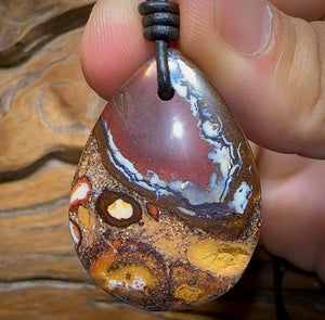 38 x 28mm - Drilled Australian Boulder Opal Necklace - Opal Whisperers