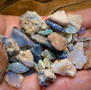 255cts - 40x Lightning Ridge Crystal, Dark and Black Opal Rough Parcel