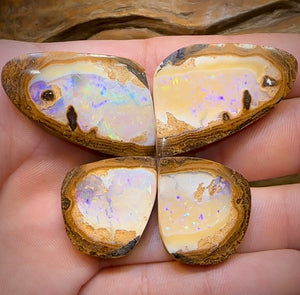 167.1cts - ‘Tiger Moth’ Yowah Nut Crystal Centre Opal Twin Pair - Opal Whisperers