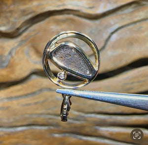 14k Gold - Queensland Boulder Doublet Opal Pendant with Diamond - Opal Whisperers