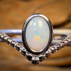 Bague en argent sterling avec opale de cristal d'Australie du Sud