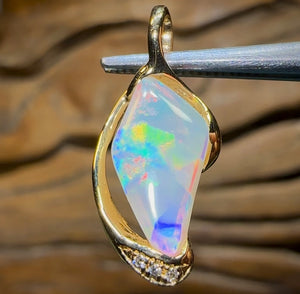18k Gold - Pippy Shell Opal Fossil Pendant - Opal Whisperers