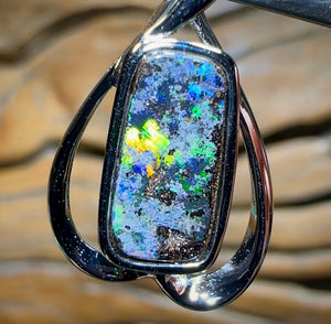 Sterling Silver - SOLID Australian Boulder Opal Pendant - Opal Whisperers