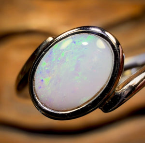 Bague en argent sterling avec opale de cristal d'Australie du Sud