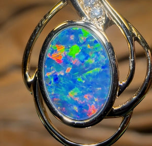 14k Gold - Queensland Boulder Opal Doublet Pendant - Opal Whisperers