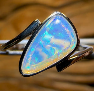 14k White Gold - Solid South Australian Crystal Opal Ring
