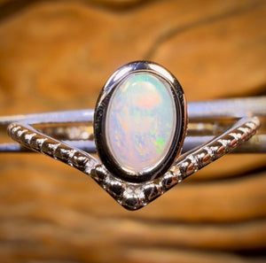 Bague en argent sterling avec opale de cristal d'Australie du Sud