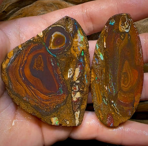 (Template) 396cts - 2x Yowah Nut Rough Slabs. Australian Boulder Opal - Opal Whisperers