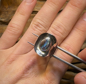 Silver Solid Queensland Boulder Australian Opal Ring - Opal Whisperers