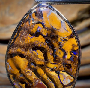 Sterling Silver - Solid Tribal Boulder Opal Pendant UNISEX Bargain