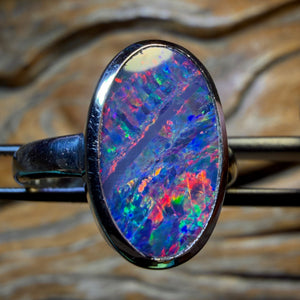 Sterling Silver - Queensland Boulder Opal Doublet Ring