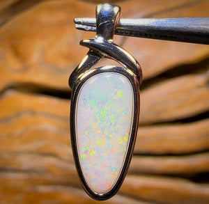 Sterling Silver - Solid South Australian White Opal Pendant