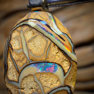 Wildcard! Solid Beige Tribal Queensland Boulder Opal Pendant