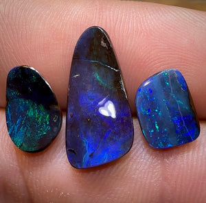 8.7cts - 3x Loose Queensland Boulder Black Opals. Wholesale Parcel - Opal Whisperers
