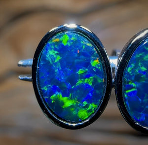 14k White Gold - Classic Queensland Boulder Doublet Earrings - Opal Whisperers