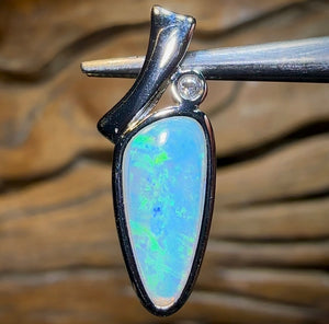 Sterling Silver - Top Solid South Australian Crystal Opal Pendant - Opal Whisperers