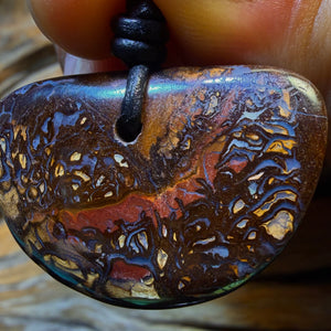 Opalfest Wildcard! 33 x 21mm - Drilled Tribal Queensland Boulder Opal Necklace