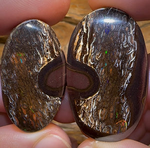 176.3cts - Wow Tribal Boulder Australian Opal Pair. - Opal Whisperers