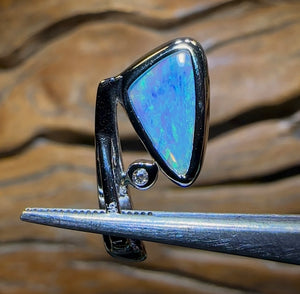 14k White Gold - Solid South Australian Crystal Opal Pendant - Opal Whisperers