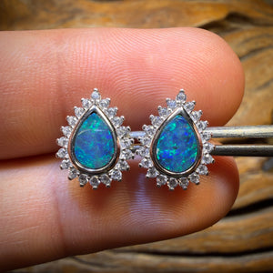 Sterling Silver - Australian Boulder Opal Doublet Stud Earrings