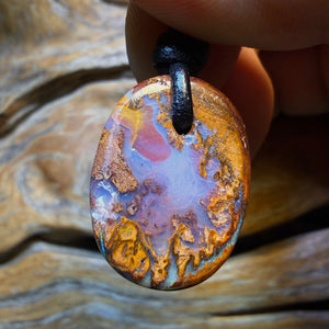 Bargain Card! 24 x 17mm - Drilled Queensland Boulder Opal Necklace