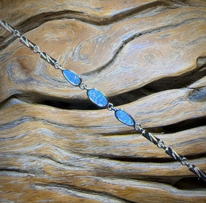 Sterling Silver - Australian Boulder Doublet Opal Bracelet
