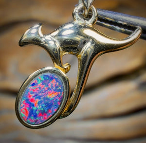 Sterling Silver - Australian Boulder Opal Doublet ROO Pendant