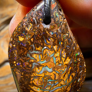 Roadshow Wild Card! 42 x 23mm - Drilled Tribal Queensland Boulder Opal Necklace
