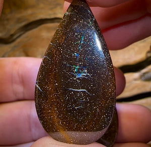 43.4cts - “Opal Web Tear Drops” Australian Boulder Opal Pair - Opal Whisperers