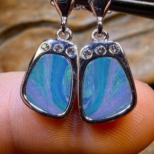 TGIF Sterling Silver - Australian Boulder Opal Doublet Drop Stud Earrings