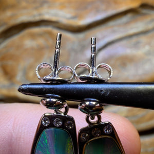 TGIF Sterling Silver - Australian Boulder Opal Doublet Drop Stud Earrings