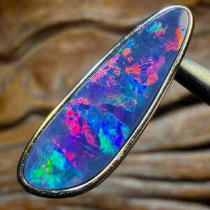 TGIF “Best of the Best” Large Sterling Silver Gold Plated - TOP Queensland Boulder Opal Doublet Pendant