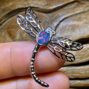 “Dragon Love” Sterling Silver - Queensland Boulder Opal Doublet Pendant in RED Multi