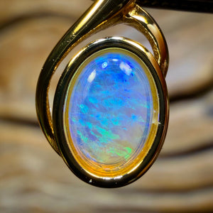 TGIF Sterling Silver Gold Plated- Solid South Australian Crystal Opal Pendant