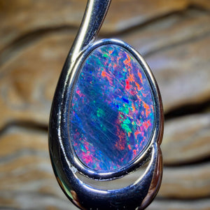 TGIF Sterling Silver - Queensland Boulder Opal Doublet Pendant RED