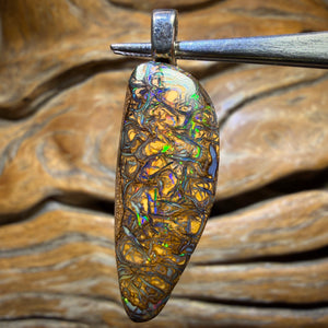 Solid Tan Tribal Queensland Boulder Opal Pendant