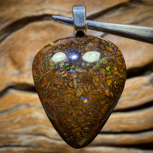 Solid Tribal Queensland Boulder Opal Pendant