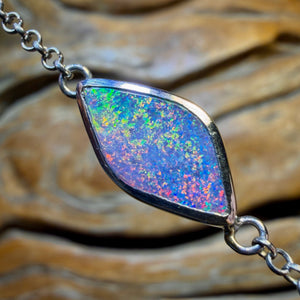 Sterling Silver - Australian Boulder Doublet Opal Bracelet
