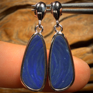 Sterling Silver - Australian Boulder Opal Doublet Drop Stud Earrings