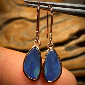 Sterling Silver - Australian Boulder Opal Doublet Hook Earrings