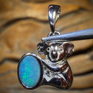 Sterling Silver - Australian Boulder Opal Doublet Pendant