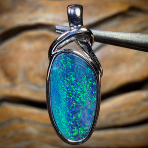 Sterling Silver - Australian Boulder Opal Doublet Pendant