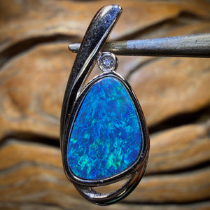Sterling Silver - Australian Boulder Opal Doublet Pendant