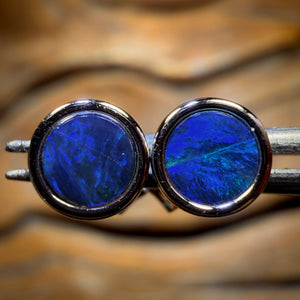 Sterling Silver - Australian Boulder Opal Doublet Stud Earrings