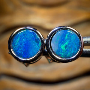 Sterling Silver - Australian Boulder Opal Doublet Stud Earrings