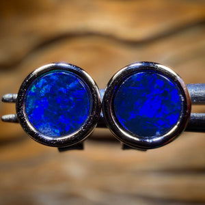 Sterling Silver - Australian Boulder Opal Doublet Stud Earrings