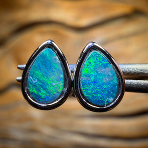 Sterling Silver - Australian Boulder Opal Doublet Stud Earrings