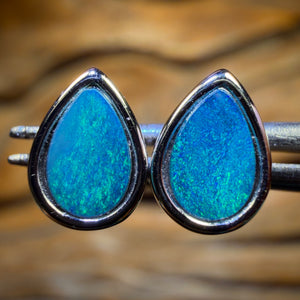 Sterling Silver - Australian Boulder Opal Doublet Stud Earrings