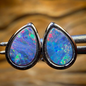 Sterling Silver - Australian Boulder Opal Doublet Stud Earrings